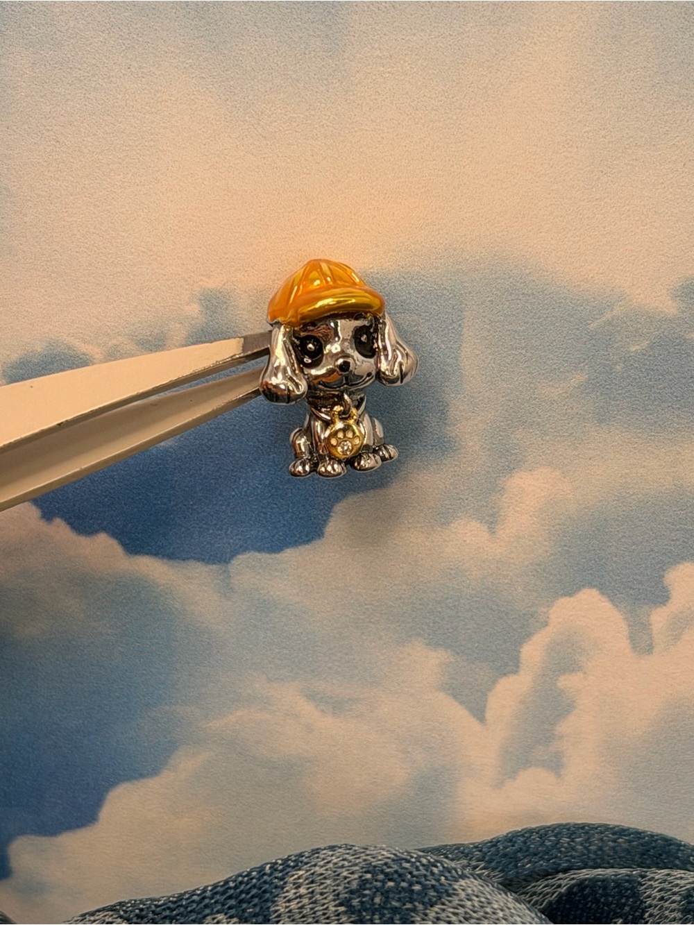 Sterling silver puppy dog cocker spaniel hat charm bead